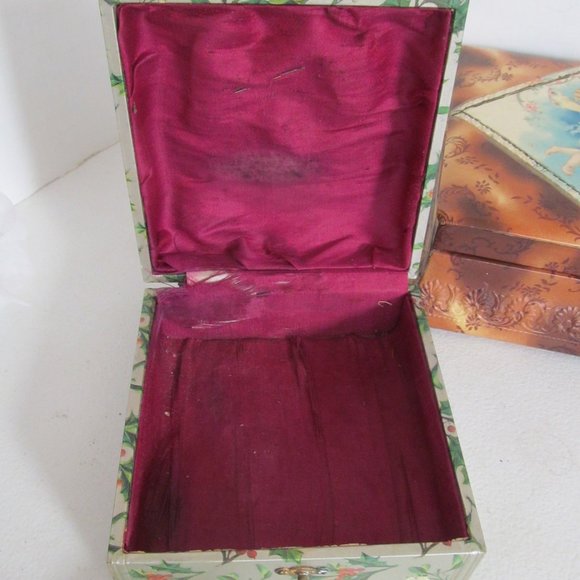 Victorian Celluloid Jewelry Box Silk Lined Vanity Box Jewelry Box White Birch - Picture 9 of 10